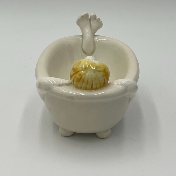 Vintage 1975 Fitz & Floyd DOWN THE DRAIN Soap Dish Man in Tub 5" - Picture 4 of 11